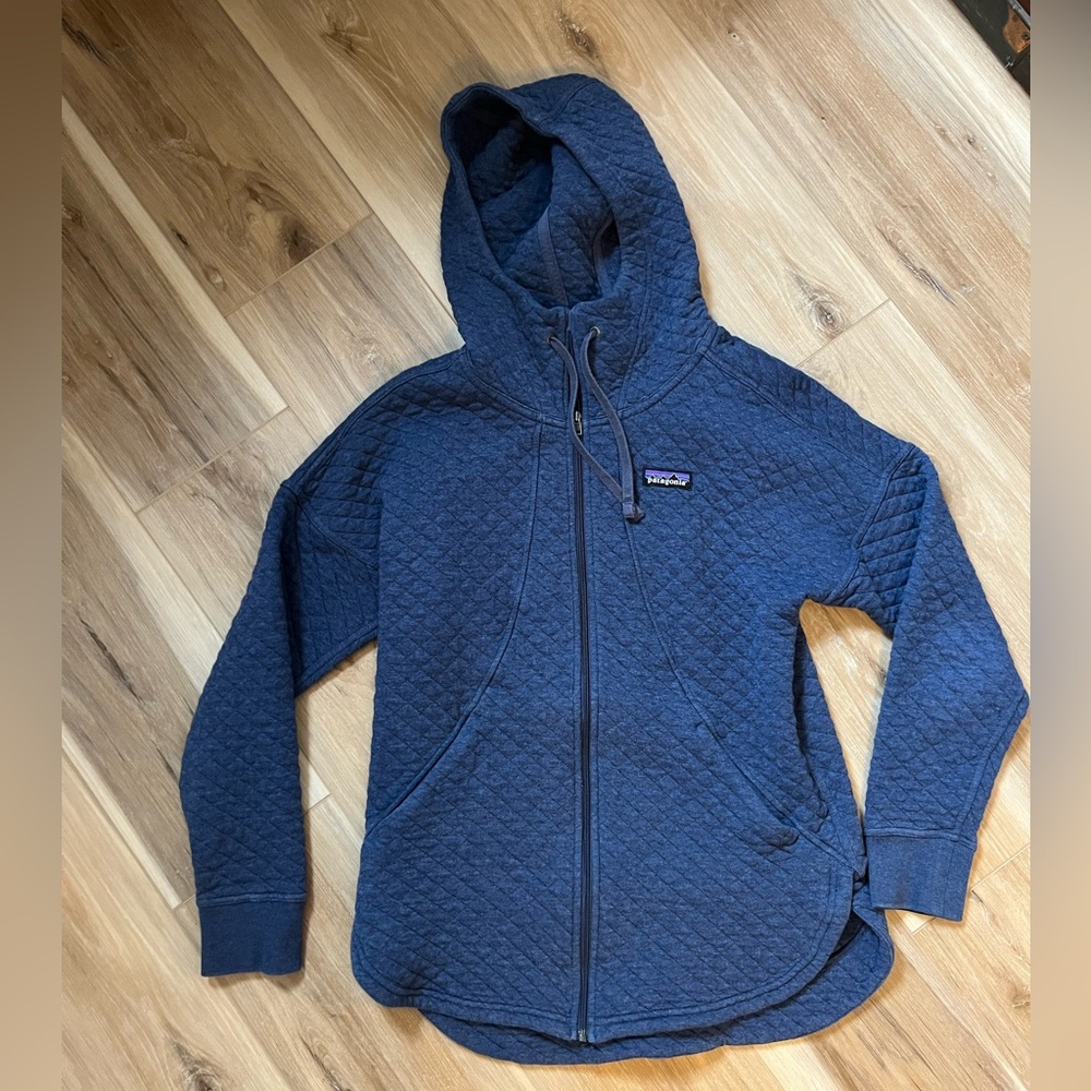 Patagonia Organic Cotton Quilted Full Zip Hoodie Blue